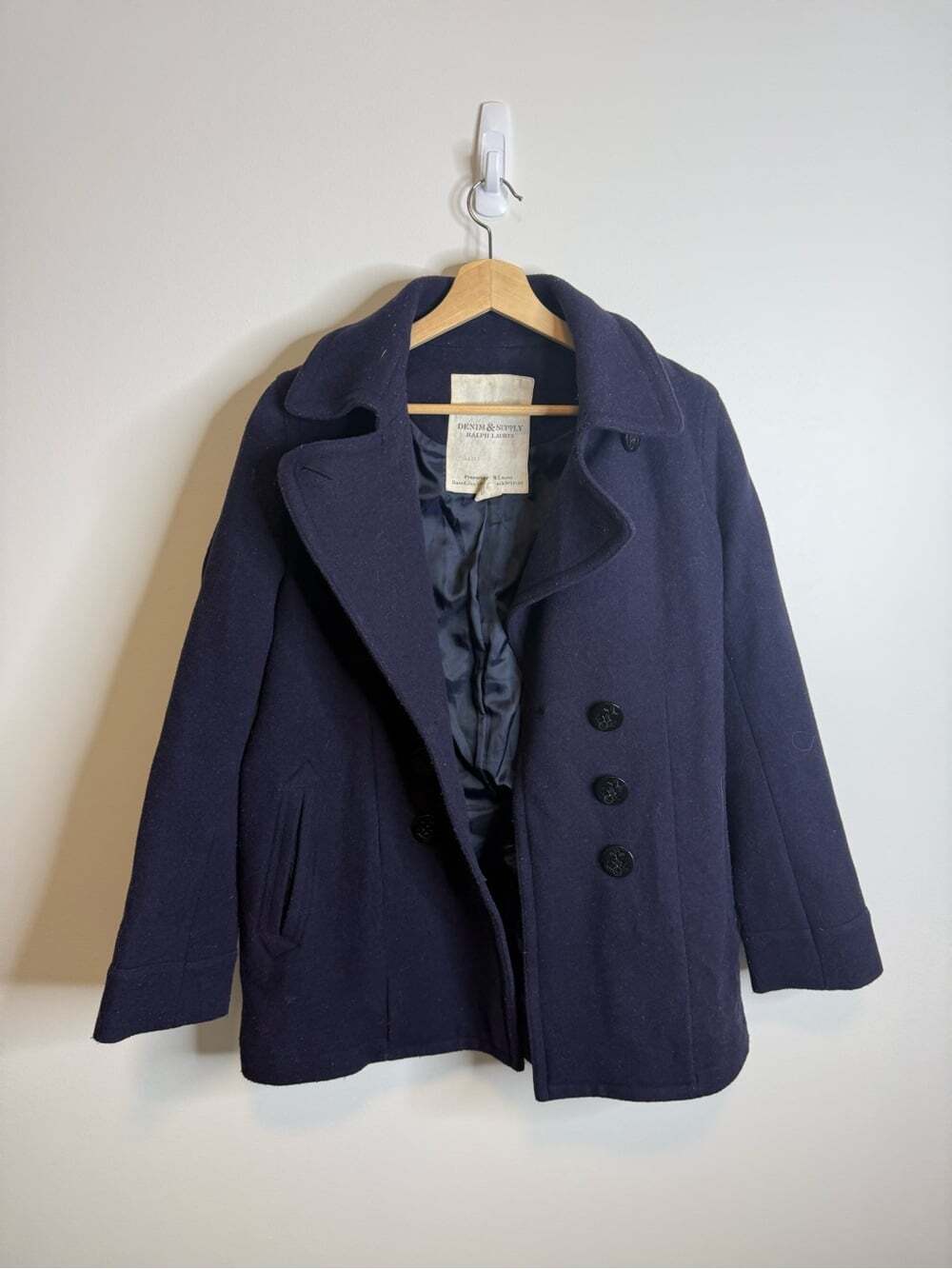 Denim & Supply Ralph Lauren Navy Wool Pea Coat jacket size large